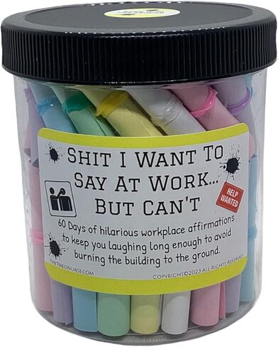 Funny Work Affirmation Jar - Shit I Want to Say at Work But Can't -Office Humor - Stress Relief - Coworker Gag Gift - 60 Hilarious Quotes- (Parchment, Original (CUSS WORDS)) in Saudi Arabia