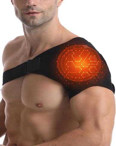 Shoulder Heating Pad - 3-Temperature USB Rechargeable, Adjustable Heat Wrap for Men & Women, Portable Cordless Shoulder Warmer (1 Pce Black-New) in Kuwait