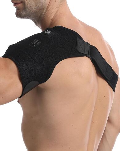 Shoulder Heating Pad - 3-Temperature USB Rechargeable, Adjustable Heat Wrap for Men & Women, Portable Cordless Shoulder Warmer (1 Pce Black-New) in Kuwait