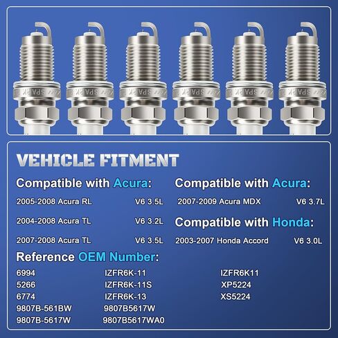 Iridium Platinum Spark Plugs 4 Pack 6994 IZFR6K11 متوافق مع 2003 2004 2005 2006 2007 2007 2.4L Honda Accord CRV Acura TSX ، 2002-2005 2.0L Honda Acura RSX يحل محل 9807B-561BW in Saudi Arabia