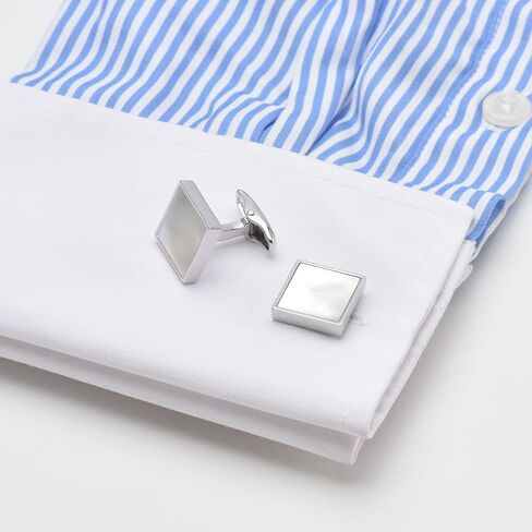Zeey Square Mother Of Pearl Cufflinks for Men Classic Silver Golden Men Men Menwink Jewelry Ster for Business Wedding Office الأحداث الرسمية اليومية لباس توكسيدو إكسسوارات in Saudi Arabia