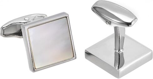 Zeey Square Mother Of Pearl Cufflinks for Men Classic Silver Golden Men Men Menwink Jewelry Ster for Business Wedding Office الأحداث الرسمية اليومية لباس توكسيدو إكسسوارات in Saudi Arabia