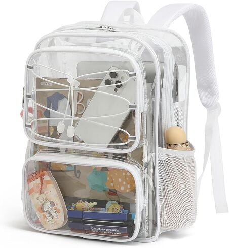 Clear School Backpack for Girls Women, Kids Teens Heavy Duty See Through College Bookbag Transparent School Bag (Mint Green) in Kuwait