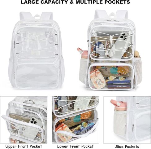 Clear School Backpack for Girls Women, Kids Teens Heavy Duty See Through College Bookbag Transparent School Bag (Mint Green) in Kuwait