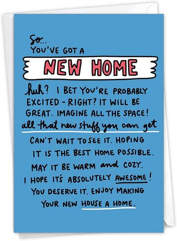 NobleWorks - Funny New Home Paper Card with 5 x 7 Inch Envelope (1 Card) Housewarming Living In Boxes C2443NHG in Kuwait