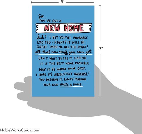 NobleWorks - Funny New Home Paper Card with 5 x 7 Inch Envelope (1 Card) Housewarming Living In Boxes C2443NHG in Kuwait