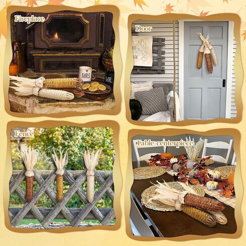 Weysat 3 Pcs Fall Thanksgiving Fake Corn Ornament Autumn Harvest Rustic Farmhouse Decor Handmade Bamboo Woven Corn on The Cob with Husks Fall Decor for Home Kitchen Wall Door Shelf Fireplace in Saudi Arabia