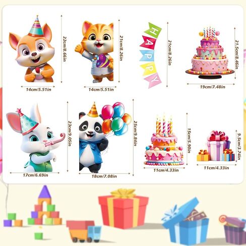 Lokipa Happy Birthday Window Clings ، 8 صفائح شارات نافذة الكرتون متعدد الألوان ، ملصقات نافذة الفينيل ، قابلة للإزالة ، الاستخدام الداخلي in Saudi Arabia