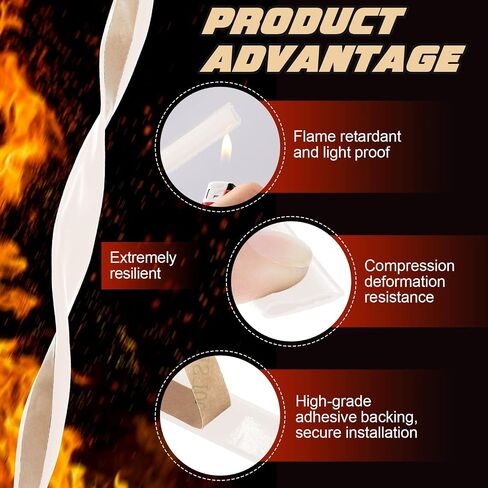 2 Pcs Adhesive Fire/Smoke Gasketing 0.5" W x 0.25" H x 20' l Silicone Rubber Gasket Seal Flexible Silicone Gasket Seal for Door Window Indoor Outdoor Commercial Weather Stripping in Saudi Arabia