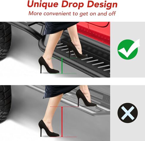 Running Boards, 6inch Side Steps Compatible with 2007-2018 Jeep Wrangler JK JKU Unlimited 2 Doors, Black Powder Coated Steel Nerf Bar, Two Stairs in Saudi Arabia