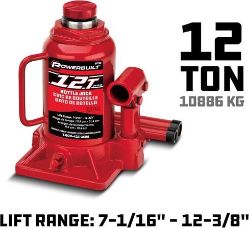Powerbuilt 20 Ton Shorty Bottle Jack, Heavy Duty 40000 Pound Vehicle Hydraulic Lift with Stable Base, Pin Release, Stubby - 647504 in Saudi Arabia