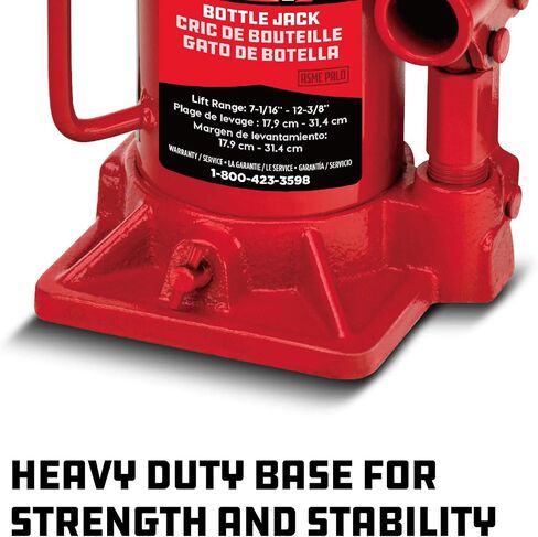 Powerbuilt 20 Ton Shorty Bottle Jack, Heavy Duty 40000 Pound Vehicle Hydraulic Lift with Stable Base, Pin Release, Stubby - 647504 in Saudi Arabia