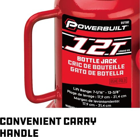 Powerbuilt 20 Ton Shorty Bottle Jack, Heavy Duty 40000 Pound Vehicle Hydraulic Lift with Stable Base, Pin Release, Stubby - 647504 in Saudi Arabia