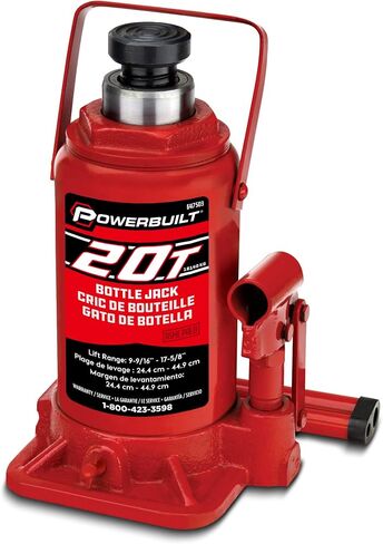 Powerbuilt 20 Ton Shorty Bottle Jack, Heavy Duty 40000 Pound Vehicle Hydraulic Lift with Stable Base, Pin Release, Stubby - 647504 in Saudi Arabia