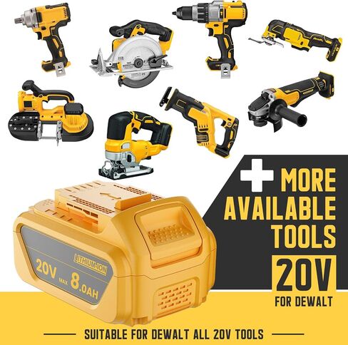 Upgraded 2Pack 8Ah Battery and Charger Combo for Dewalt 20V Max Battery and DCB102 20V Max Battery Charger for Dewalt 20V Lithium-ion Battery Replacement and DCB102 12V-20V Battery Charger Combo in Saudi Arabia