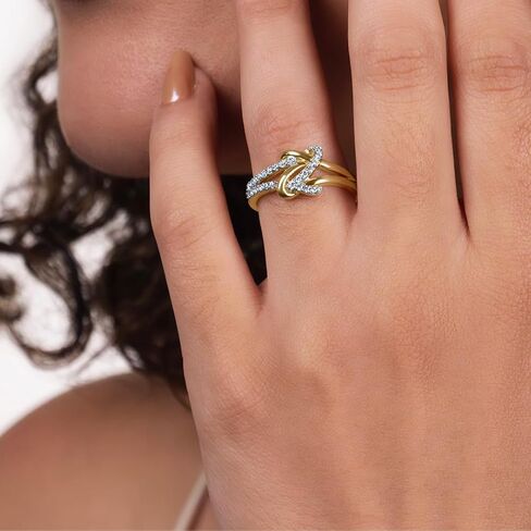 فرقة حلقة البيان المذهب في 14K مطلي بالذهب و 925 الفضة الاسترليني للنساء في 1/4،1/2 ، 3/4 قيراط مختبر نمت الماس | Silver & Gold Fashion Anniversary Band Band Ring | حلقات الماس للنساء حجم 7 in Saudi Arabia