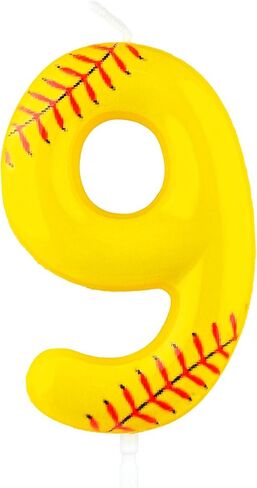 Softball Birthday Candles Softball Themed 9th Birthday Number Candle Cake Toppers for Girls Boys Kids Baseball Themed Party Decorations Supplies in Saudi Arabia