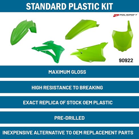 Polisport Motocross (MX) Replica Plastic Kit for Kawasaki KX 85/100/112 (2014-21) – OEM Quality, Durable, Flexible & Perfect Fit – Green in Saudi Arabia