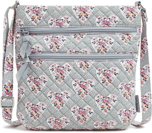 محفظة Vera Bradley Cotton Collegiate ذات السحاب الثلاثي Hipster Crossbody (تتوفر فرق متعددة)، كستنائي/أبيض Rain Garden in Saudi Arabia
