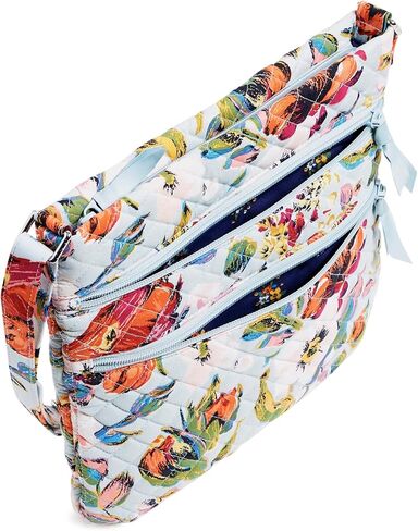 محفظة Vera Bradley Cotton Collegiate ذات السحاب الثلاثي Hipster Crossbody (تتوفر فرق متعددة)، كستنائي/أبيض Rain Garden in Saudi Arabia