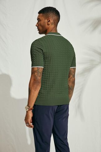 PJ PAUL JONES Men's Knit Polo Shirts Short Sleeve Quarter Zip Polo Shirt in Saudi Arabia