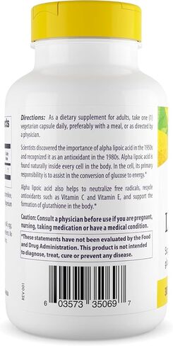 حمض ألفا ليبويك من هيلثي أوريجينز 300 ملجم (يدعم التمثيل الغذائي الصحي، مضاد للأكسدة، غير معدل وراثيًا، خالي من الغلوتين، نباتي)، 60 كبسولة نباتية in Kuwait