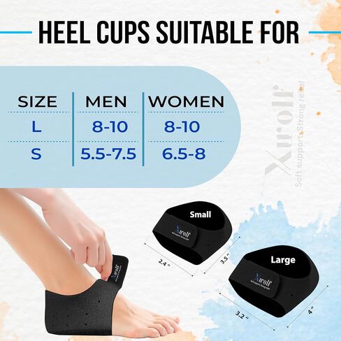 Heel Protectors with Shoe Horn, Heel Cups for Plantar Fasciitis, Heels Spur & Achilles Pain Relief, Cracked Heels, Reusable Foot Cushions for Men & Women (Large W 8-10 / M 8-10) in Saudi Arabia