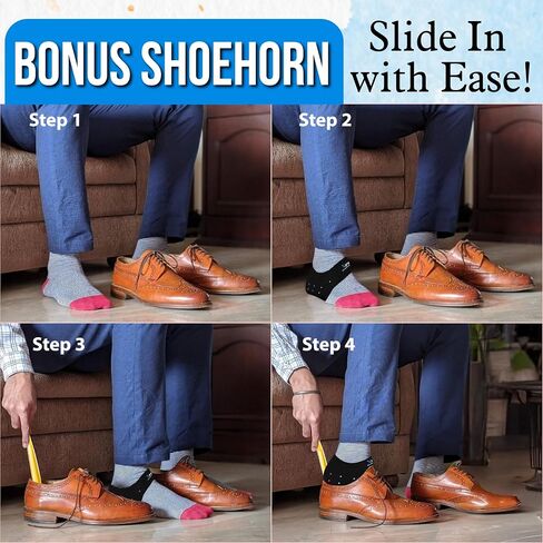 Heel Protectors with Shoe Horn, Heel Cups for Plantar Fasciitis, Heels Spur & Achilles Pain Relief, Cracked Heels, Reusable Foot Cushions for Men & Women (Large W 8-10 / M 8-10) in Saudi Arabia