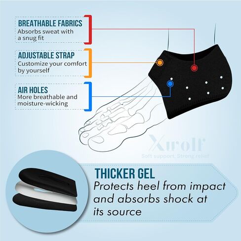 Heel Protectors with Shoe Horn, Heel Cups for Plantar Fasciitis, Heels Spur & Achilles Pain Relief, Cracked Heels, Reusable Foot Cushions for Men & Women (Large W 8-10 / M 8-10) in Saudi Arabia