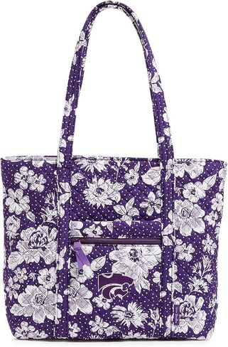 Vera Bradley Cotton Collegiate Vera Tote Bag (Multiple Teams Available), Purple/White Rain Garden in Saudi Arabia