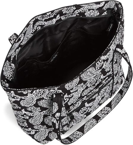 Vera Bradley Cotton Collegiate Vera Tote Bag (Multiple Teams Available), Purple/White Rain Garden in Saudi Arabia