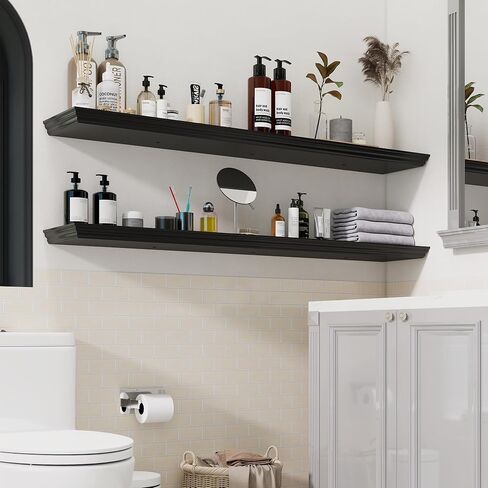 أرفف عائمة للجدار ، رف أبيض معلق أبيض بطول 36 بوصة للمطبخ ، غرفة المعيشة ، المكتب ، غرفة نوم ، حمام ، رف الكتب الخشبي القديم للمنزل للديكور المنزلي in Kuwait