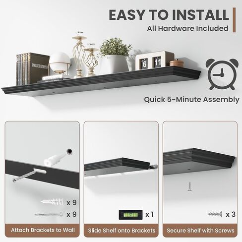 أرفف عائمة للجدار ، رف أبيض معلق أبيض بطول 36 بوصة للمطبخ ، غرفة المعيشة ، المكتب ، غرفة نوم ، حمام ، رف الكتب الخشبي القديم للمنزل للديكور المنزلي in Kuwait