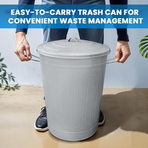 Plexon 13-Gallon Galvanized Steel Round Trash Can with Lid in Saudi Arabia