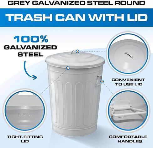 Plexon 13-Gallon Galvanized Steel Round Trash Can with Lid in Saudi Arabia