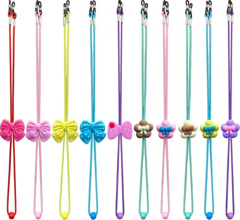 10 PCS kids glasses strap adjustable Anti-Skid lanyards cord for girls prescription glasses sunglass with cute cartoon buckle cute kitty theme colorful in Kuwait