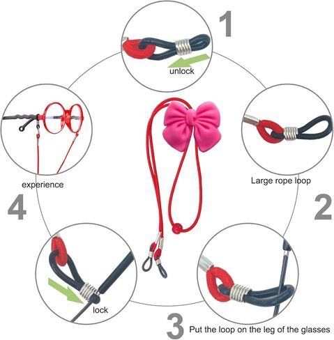 10 PCS kids glasses strap adjustable Anti-Skid lanyards cord for girls prescription glasses sunglass with cute cartoon buckle cute kitty theme colorful in Kuwait