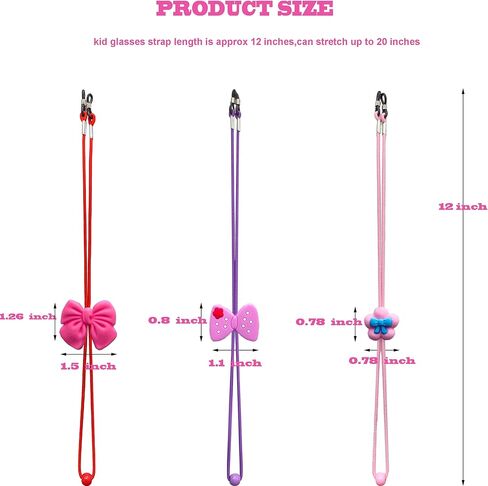 10 PCS kids glasses strap adjustable Anti-Skid lanyards cord for girls prescription glasses sunglass with cute cartoon buckle cute kitty theme colorful in Kuwait