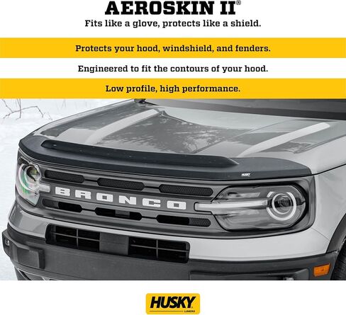 Husky Liners Aeroskin II Hood Protector | يناسب 2015-2018 GMC Sierra 2500 HD ، 3500 HD (يستبعد نظام التعريفي) | انحراف الانحراف المنخفض/درع الأخطاء - 1 جهاز كمبيوتر. ، أسود محكم | 2830085 in Saudi Arabia