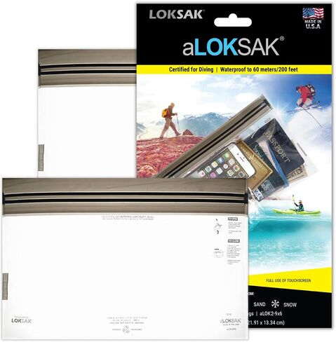 LOKSAK - aLOKSAK Waterproof Cellphone Dry Bags - Airtight Underwater Phone Pouch - Touch Screen Compatible - Diving Certified (2 Pack - 8in x 11in) in Saudi Arabia