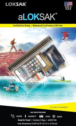 LOKSAK - aLOKSAK Waterproof Cellphone Dry Bags - Airtight Underwater Phone Pouch - Touch Screen Compatible - Diving Certified (2 Pack - 8in x 11in) in Saudi Arabia