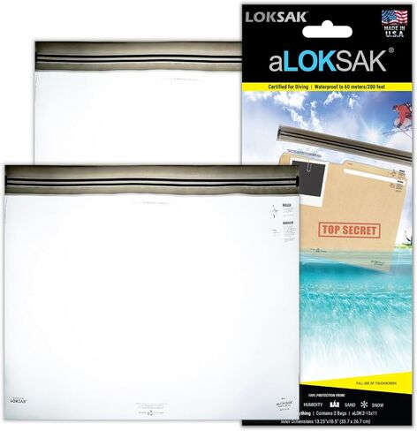 LOKSAK - aLOKSAK Waterproof Cellphone Dry Bags - Airtight Underwater Phone Pouch - Touch Screen Compatible - Diving Certified (2 Pack - 8in x 11in) in Saudi Arabia
