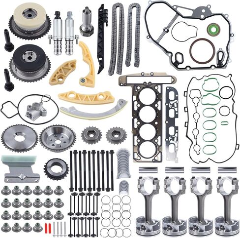 GM 2.4L Engine Rebuild Overhaul Kit w/Timing Chain VVT & Rods Compatible with Chevrolet Buick GMC Saturn Pontiac Replace# 12654958 12609858 HS54874HS in Saudi Arabia
