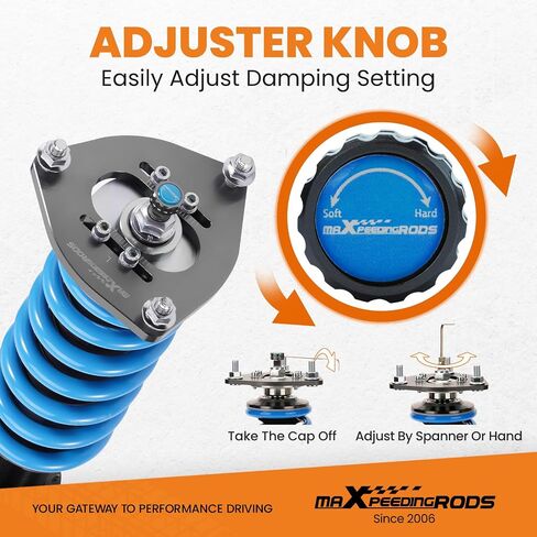 maxpeedingrods coilover ل toyota RAV4 2006-2012 ، 24 مستويات مثبطات قابلة للتعديل ملفات التعليق طقم ، تعديل ارتفاع ركوب T6 ترقية مجموعات خفض الأزرق in Saudi Arabia