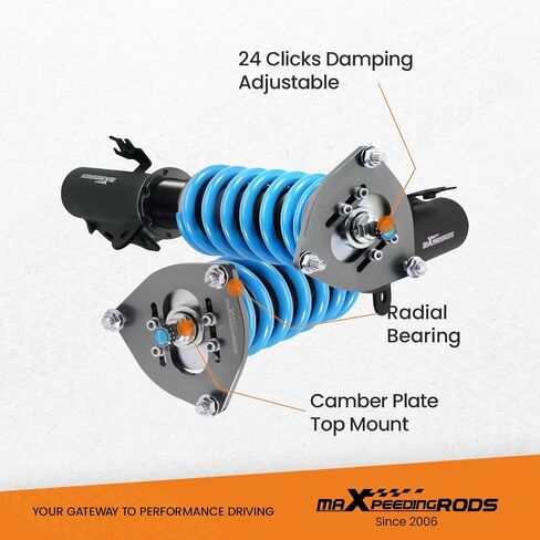 maxpeedingrods coilover ل toyota RAV4 2006-2012 ، 24 مستويات مثبطات قابلة للتعديل ملفات التعليق طقم ، تعديل ارتفاع ركوب T6 ترقية مجموعات خفض الأزرق in Saudi Arabia
