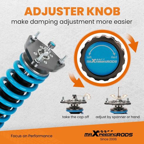 MaxPeedingRods Coilover لـ Subaru Impreza WRX 2000-2007 ، STI 2000-2004 ، لـ Subaru Forester 2003-2008 ، 24 مستويات قابلة للتعديل مع مجموعة Coilover Attrable ، طقم خفض الارتفاع T6. in Saudi Arabia