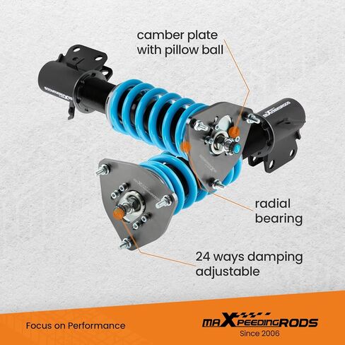 MaxPeedingRods Coilover لـ Subaru Impreza WRX 2000-2007 ، STI 2000-2004 ، لـ Subaru Forester 2003-2008 ، 24 مستويات قابلة للتعديل مع مجموعة Coilover Attrable ، طقم خفض الارتفاع T6. in Saudi Arabia