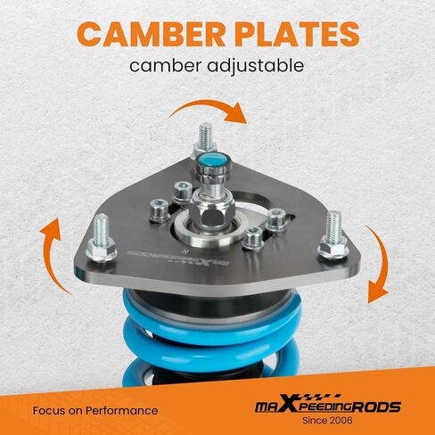 MaxPeedingRods Coilover لـ Subaru Impreza WRX 2000-2007 ، STI 2000-2004 ، لـ Subaru Forester 2003-2008 ، 24 مستويات قابلة للتعديل مع مجموعة Coilover Attrable ، طقم خفض الارتفاع T6. in Saudi Arabia