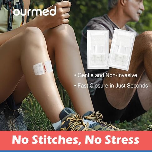 Wound Closure Strips(0.6"x 3.1" - 4 Pcs), Butterfly Bandages for Wound Care, Steri Emergency Laceration Closures Without Stitches for Outdoors Use. in Kuwait