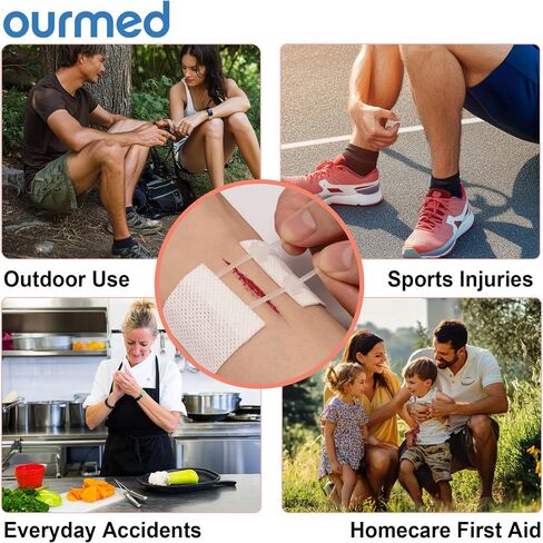 Wound Closure Strips(0.6"x 3.1" - 4 Pcs), Butterfly Bandages for Wound Care, Steri Emergency Laceration Closures Without Stitches for Outdoors Use. in Kuwait